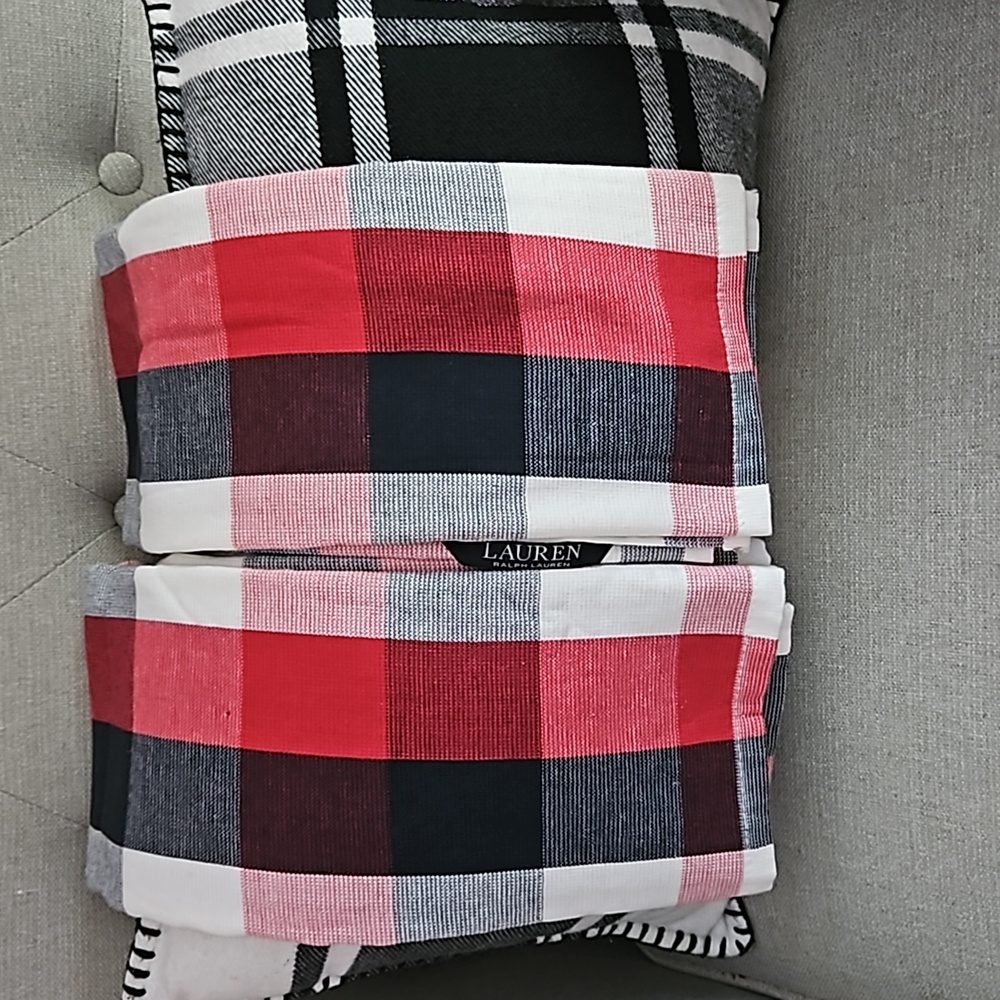 Lauren Ralph Lauren Pair Of Plaid White Kitchen Tea Towels
